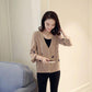 Spring and Autumn Fashion Simple Coat V-neck Loose Cardigan Top Love Pattern Female Sweater