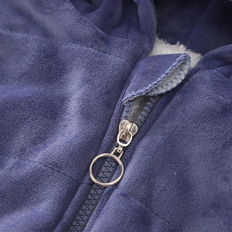 Boy's Autumn and Winter Plus Velvet Padded Cotton Three-piece Suit Baby Little Baby Warm Solid Color Fashion Cute Hooded Sweater Cotton Suit