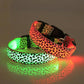 Leopard LED Dog Collar Luminous Adjustable Glowing Collar For Dogs Pet Night Safety Nylon Collar Luminous LED Bright Dog Collar