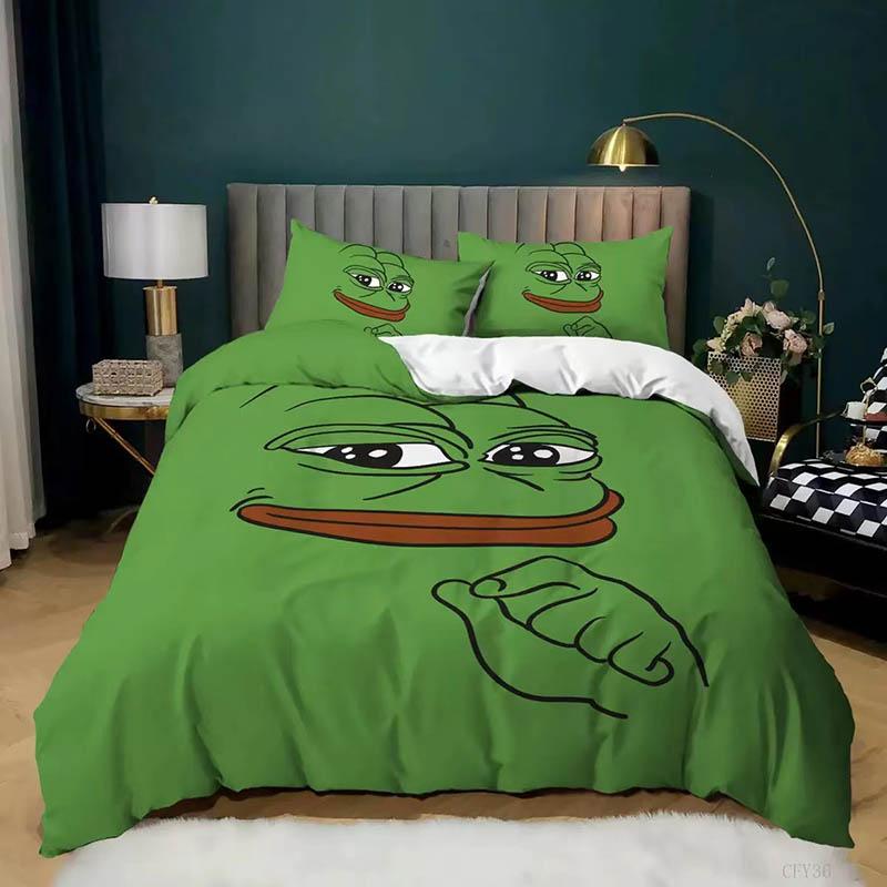 Funny Frog 3D Digital Printing Is Set of Pillow Socket Three-piece Bedding Suit