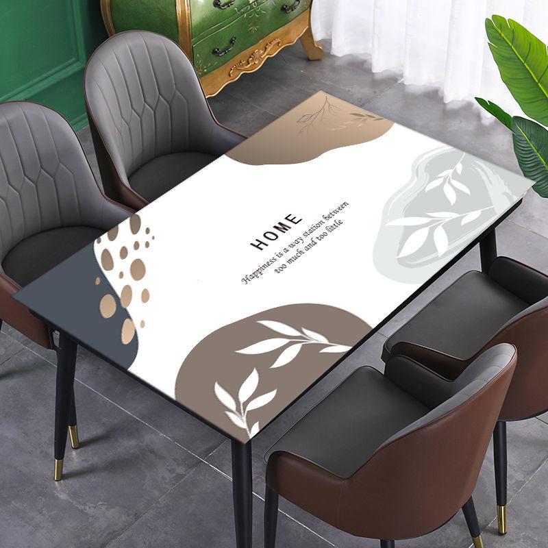 Nordic Style Pvc Crystal Plate Light Luxury Soft Glass Coffee Table Cushion Printing Table Mat Waterproof and Oil-proof Disposable Tablecloth