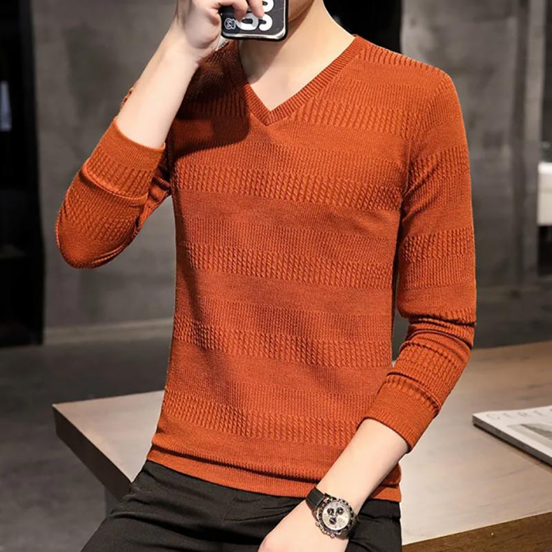 Men's Long-sleeved Sweater Plus Velvet Thickened V-neck Sweatshirts Korean Style Trendy Brand To Keep Warm for Outerwear