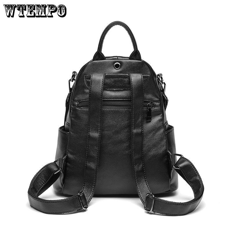 Backpack Female Trend Korean Wild Fashion Travel Bag Pu Soft Leather Lady Bag School Bag Backpack Female