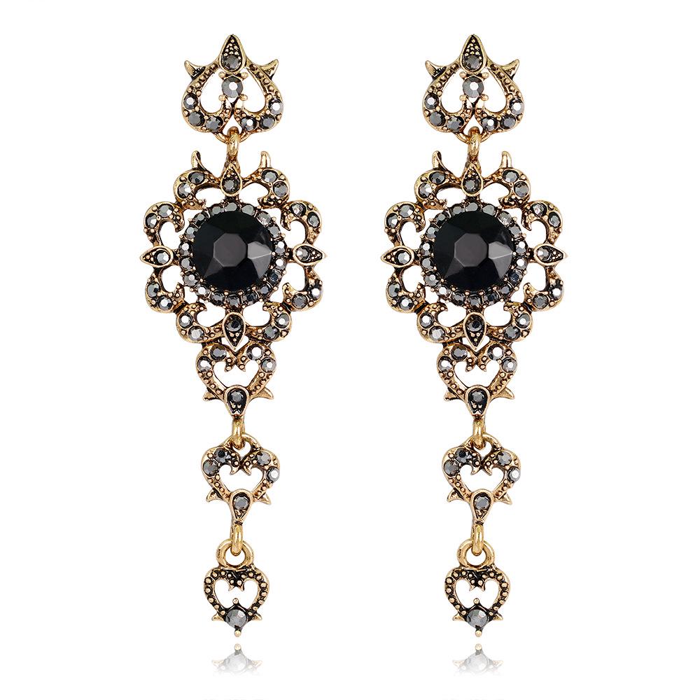 Creative Bohemian Retro Water Drops Tassel Long Earrings Jewelry Set Gifts fit with Wedding Dress