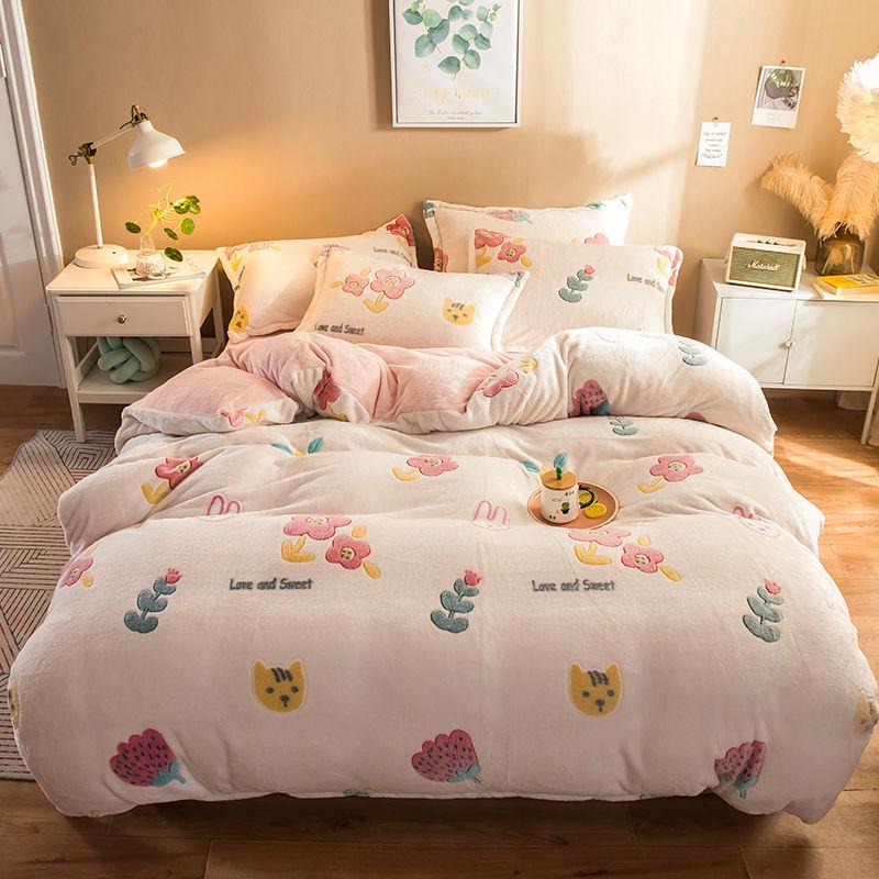 WTEMPO Children's Bedding Sets 4pcs Dinosaur Pattern Bed Linings Winter Duvet Cover Set