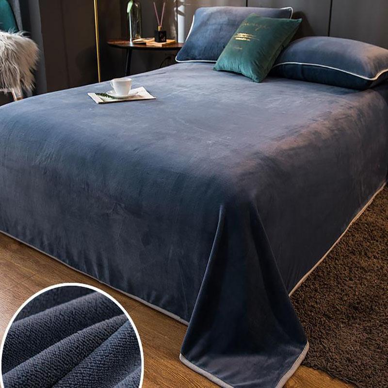 Large Milk Velvet Bed Sheet Coral Velvet Thick Warm Blanket Solid Color Pillowcase