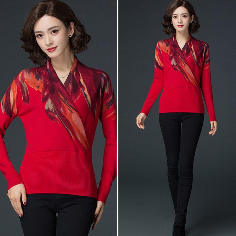 High-end Woolen Sweater Autumn Winter Women Printed Sweater Casual Long Sleeve Soft Slim Pullover Female Knitted Jumper Tops