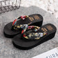 High-heeled Platform Flip-flops Women Summer Korean Version  Non-slip Slope Heel Beach Shoes Wear Women's Sandals  Slippers