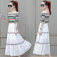 Pofulove S-2XL Women Vintage Off-shoulder A-line Dress Slim Single-neck Mid-length Dress Beach Dress