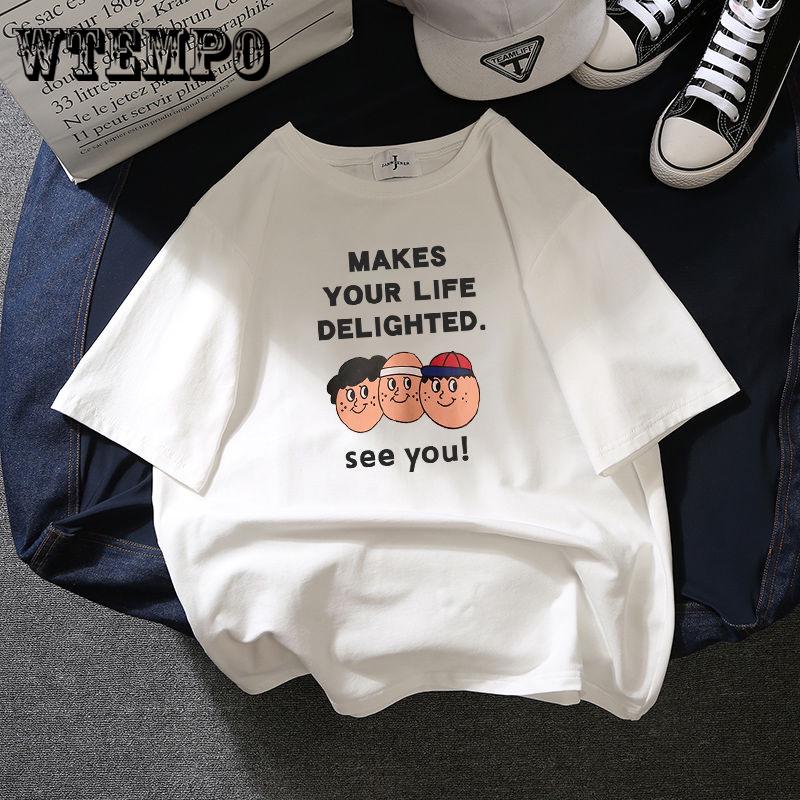 WTEMPO Print T-Shirt Summer women Fashion Casual O neck Short sleeve Graphic Tee Female Tops Zaraing
