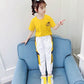 Cartoon Letter Printing Children's Suit Girls Summer Short-sleeved Trousers Sports Leisure Loose and Comfortable Breathable Children's Two-piece Set