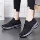 Women's Mid High-heeled Sneakers Casual Breathable Mesh Sports Shoes Running Flat Shoes Slip on Thick-soled Dance Shoes