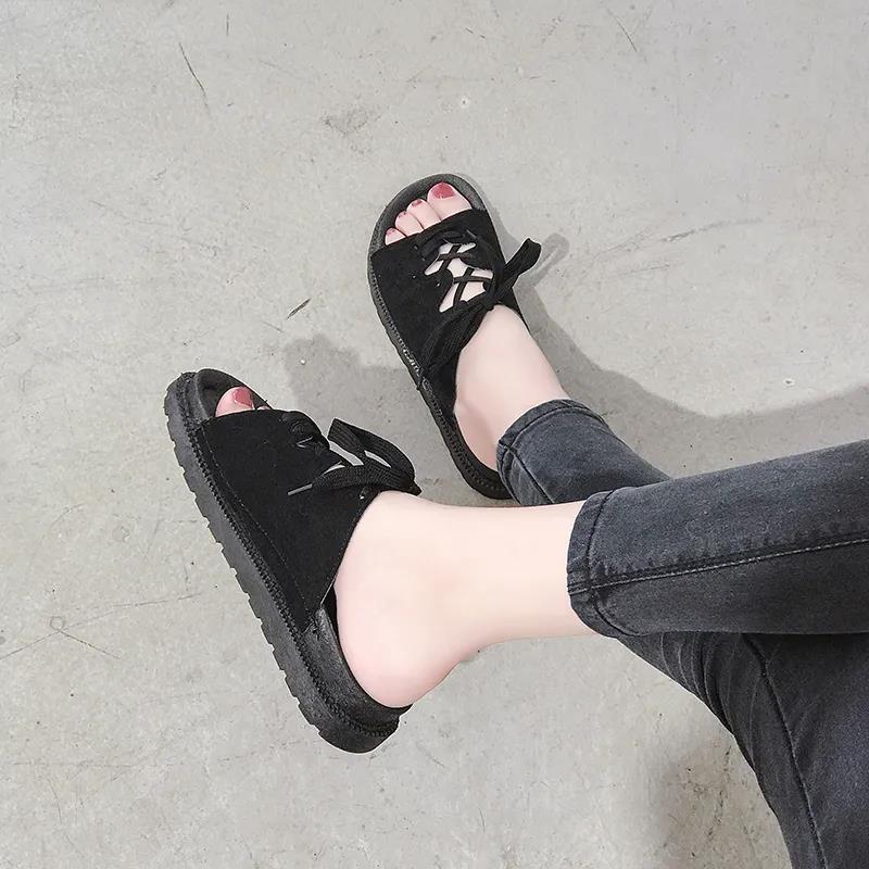 Roman Style Slippers Female Korean Version of The Society Wear Flat Sandals and Slippers Female Students All-match Summer Beach Shoes