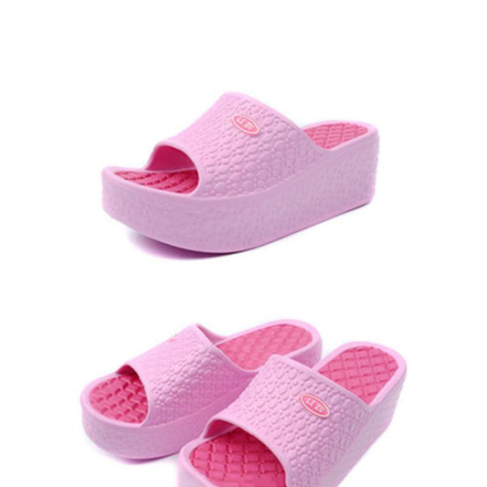 Wedge Heel Thick Bottom Women's One-word Slippers Wear Bohemian Plastic Foam Home Bathroom Slippers Ultra-light and Comfortable