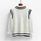 British Style College Style Sweater Vest Women Loose Wild Striped V-neck Sweater Vest Women's Jacket Thin Sleeveless Sweater