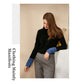 Women's High Neck Knitted Shirt Skin-friendly Breathable Stitching Color Bottoming Shirt Pull Over High Collar Loose Fit Long Sleeves T-shirt Basic