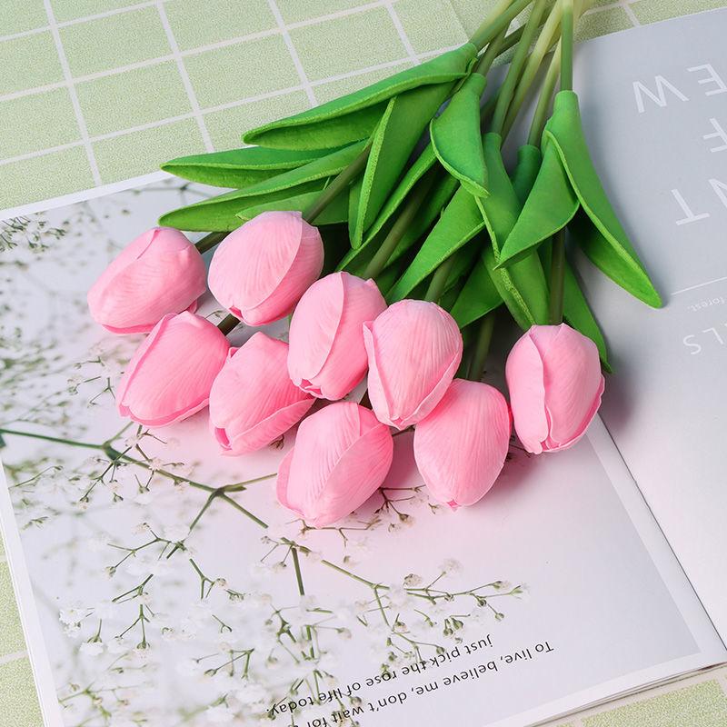 Tulip Simulation Flowers Living Room Table Furnishings Home Arrangement Decorative Flowers Wedding Natural Tulip Latex PU