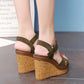 Wedge Heel Sandals Women's Summer Waterproof Platform Thick-soled Suede Small Size Fashion One-word Buckle Women's Shoes High Heels