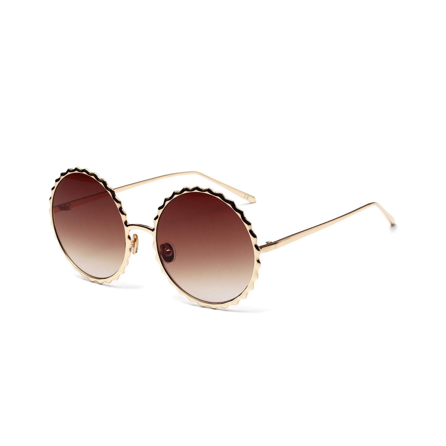 WTEMPO Gear Round Retro Metal Sunglasses Women Exquisite Pop Glasses