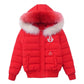 Winter Fashion Trendy Gradient Color Fur Collar Down  Women Short Small Coat Thick Padded Jacket