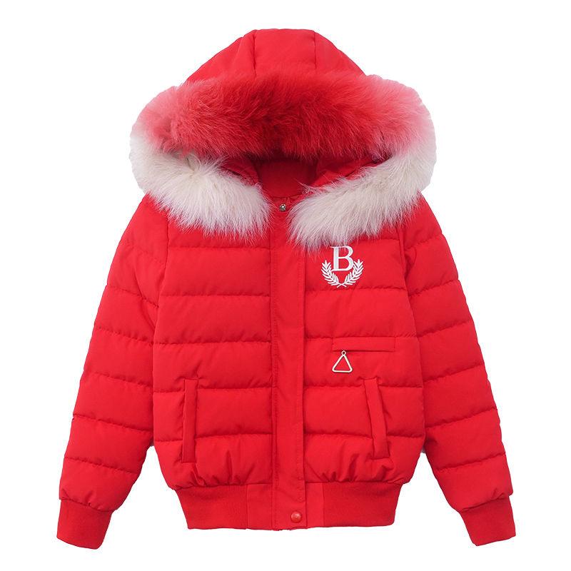 Winter Fashion Trendy Gradient Color Fur Collar Down  Women Short Small Coat Thick Padded Jacket