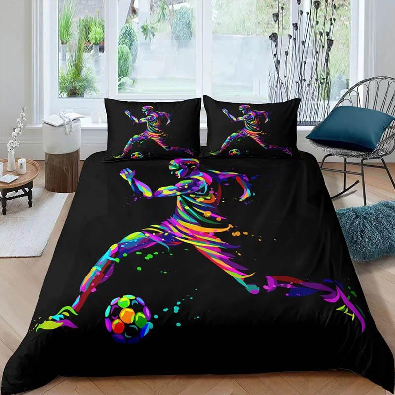3D Print Character Football Trunk Bedding Is Set of Set of Pillow Sets of Home Supplies Bed Three-piece