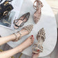 High heel female rivets summer thin heel pointed sandals feminine all-match Europe and America