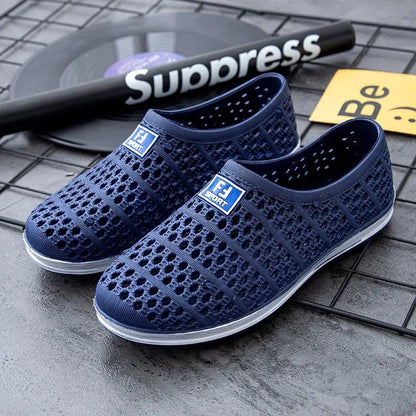 Summer Men's Beach Shoes Thick Bottom Non-slip Hollow Breathable Running Casual Shoes