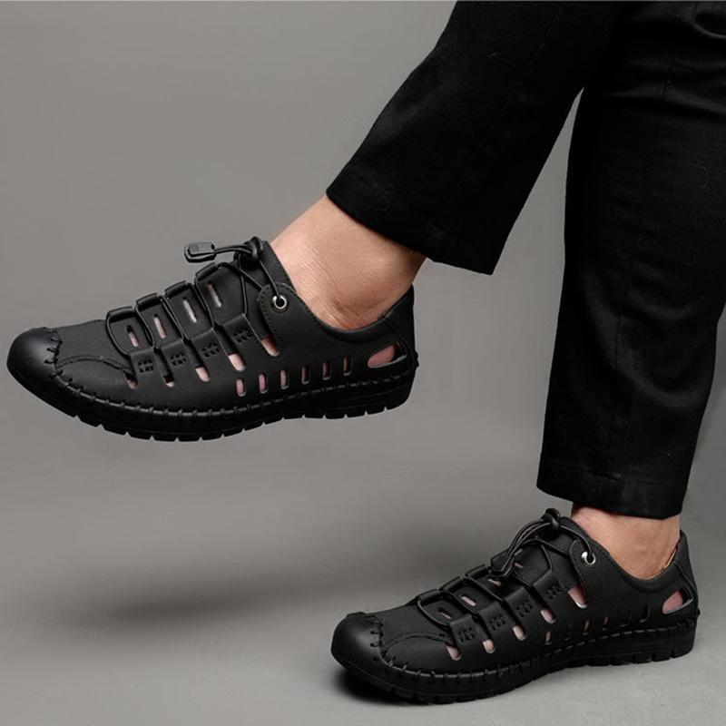 Summer Breathable Men's Mesh Shoes Men's Soft Sole Sports and Leisure Hollow Shoes