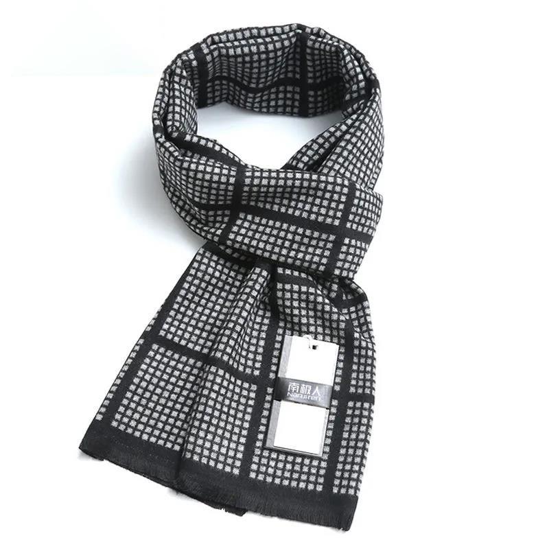 Men's Wool Scarf Korean Version of Wild Lattice Fringed Scarf Winter Thickening Warm Wool Scarf Christmas Gift