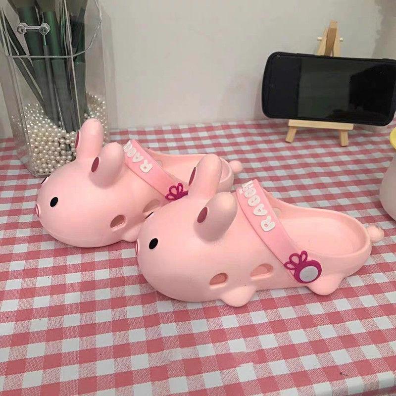 Cute Rabbit Soft Sole Slipper for Women Summer Non-slip Sandals Soft-soled Shoes Soft Bottom Beach Sandals