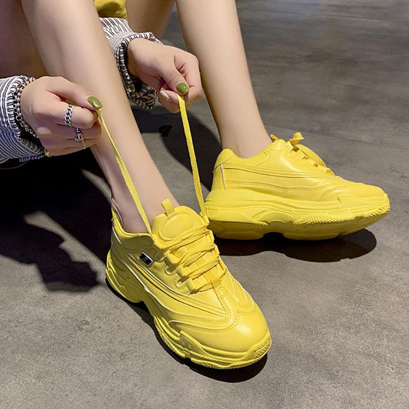 Fluorescent Green Old Shoes Spring and Summer Korean Student Breathable Mesh Thick-soled Casual Sports Shoes Women