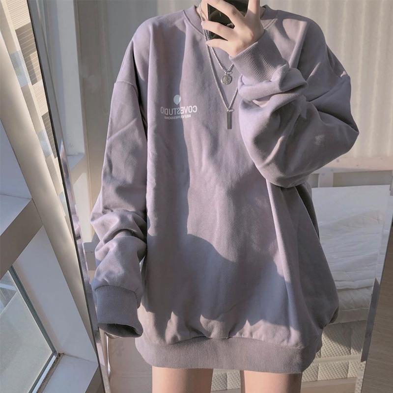 Korean Sweatshirt Loose Long Sleeve Pullover Women's Plus Size Long Sleeve Top