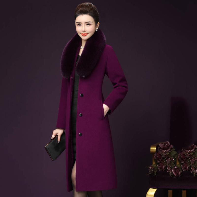 Women Wool Coat Fur Collar Women Loose Long Woolen Coats Winter Coat Woolen Overcoat Wool Jackets