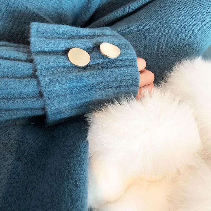 2pcs/set Women Knitted Tracksuit Two-piece Sweater Women's Solid Color Thick Turtleneck Sweater and Loose Knitted Wide-leg Pants Two-piece Set Outfits