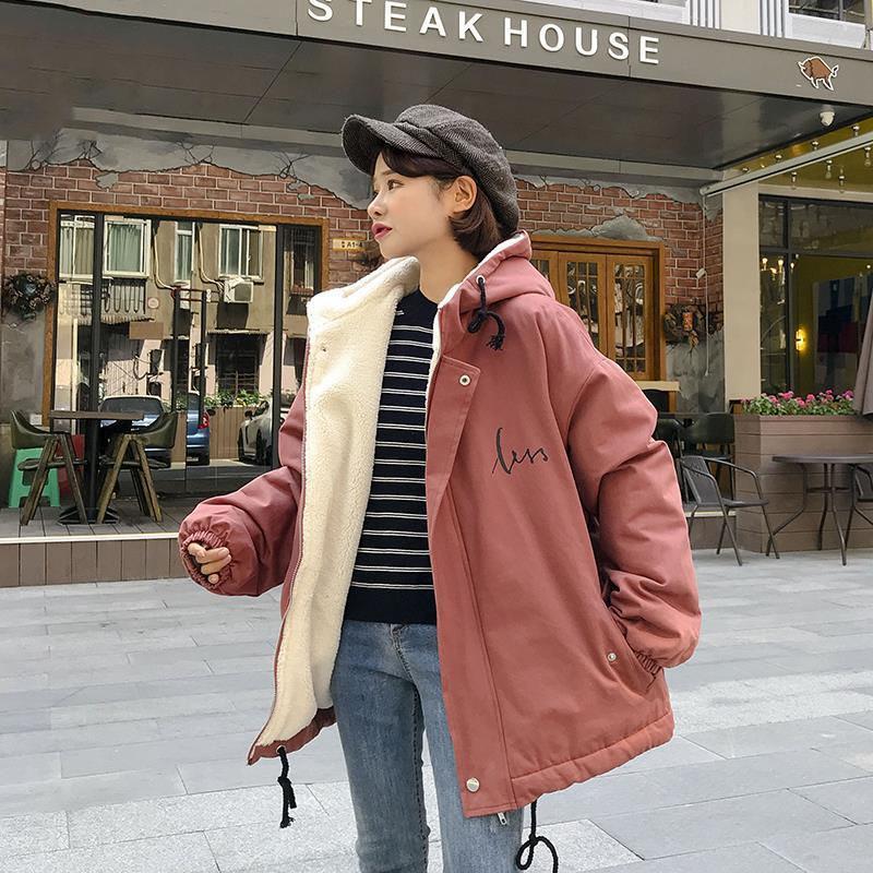 Autumn and Winter Imitation Lamb Wool Coat Korean Thick Loose Cotton Coat Wide Casual Hooded Women's Cotton Coat