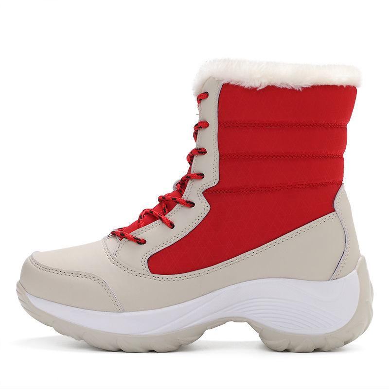 Large Size Snow Boots Women Outdoor Travel Thick High-top Cotton Shoes Women Mid-tube Boots Winter