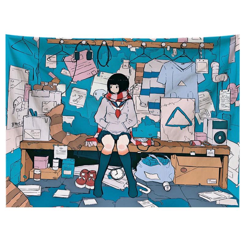4Style Girl Tapestry/AnimeWall Hanging/Cartoon Tapestry/INS Style Tapestry/Background Cloth/Beach Towel/Wall Decor/Bedspread/Home Decor/Gift