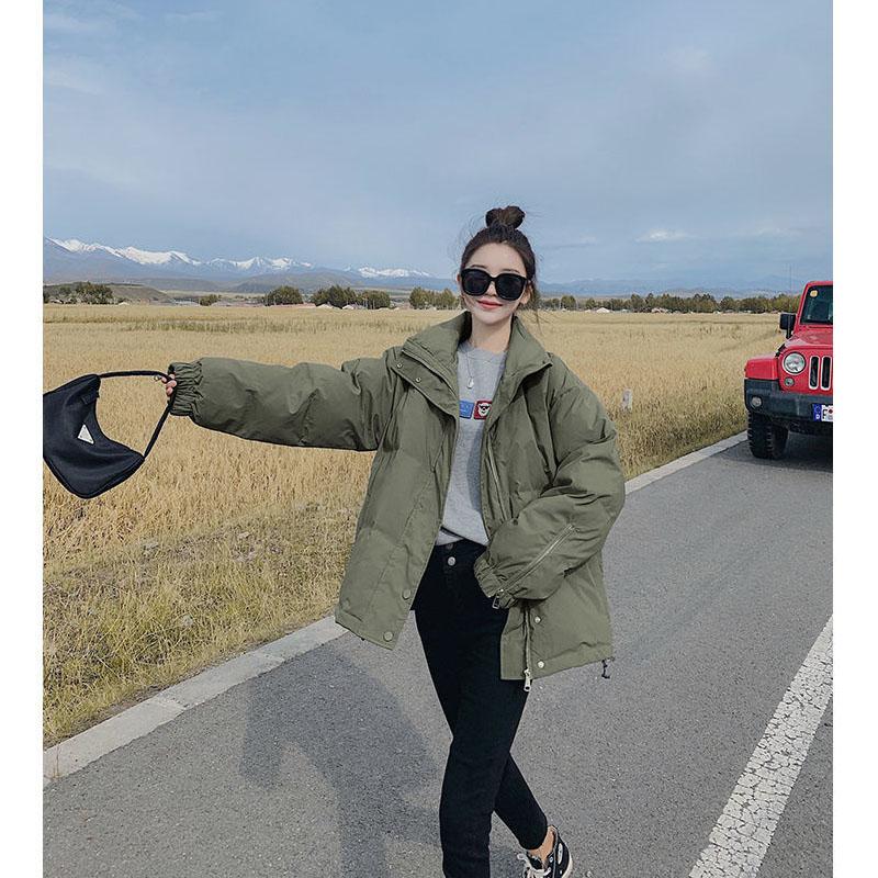 Small Short Down Padded Jacket Women Loose Haze Blue Padded Jacket Thickened Padded Jacket