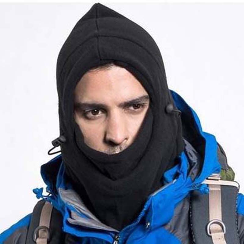 Winter Outdoor Riding Windshield Mask with Fleece Hood Thickened Warm Ski Cap Mask