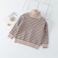 Fleece Children's Sweater Striped High Neck Loose Autumn and Winter Fashion Boys and Girls Thick Winter Baby Bottoming Sweater