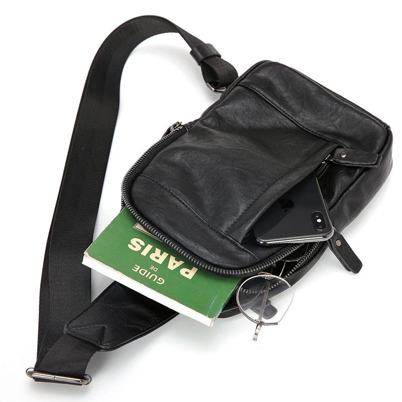 Chest Bag Black Men Waterproof Multi-pocket Crossbody Outdoor Sports and Fitness Shoulder Bag