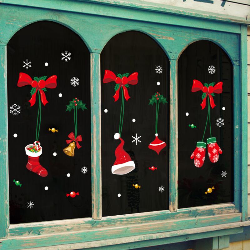 Christmas stickers cartoon pendants personalized window Christmas socks shop glass door stickers