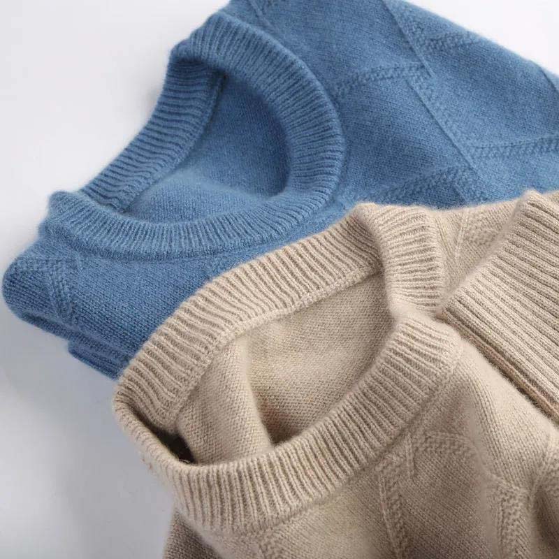 Autumn and Winter Solid Color Wool Men's Round Neck Sweater Loose Pullover Thickened New Business Casual Pullover