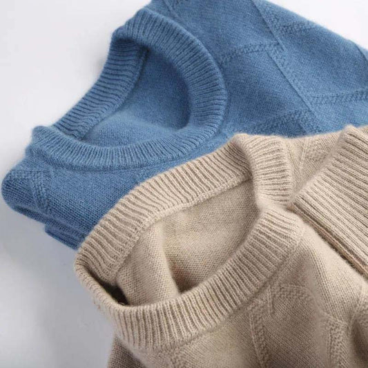 Autumn and Winter Solid Color Wool Men's Round Neck Sweater Loose Pullover Thickened New Business Casual Pullover