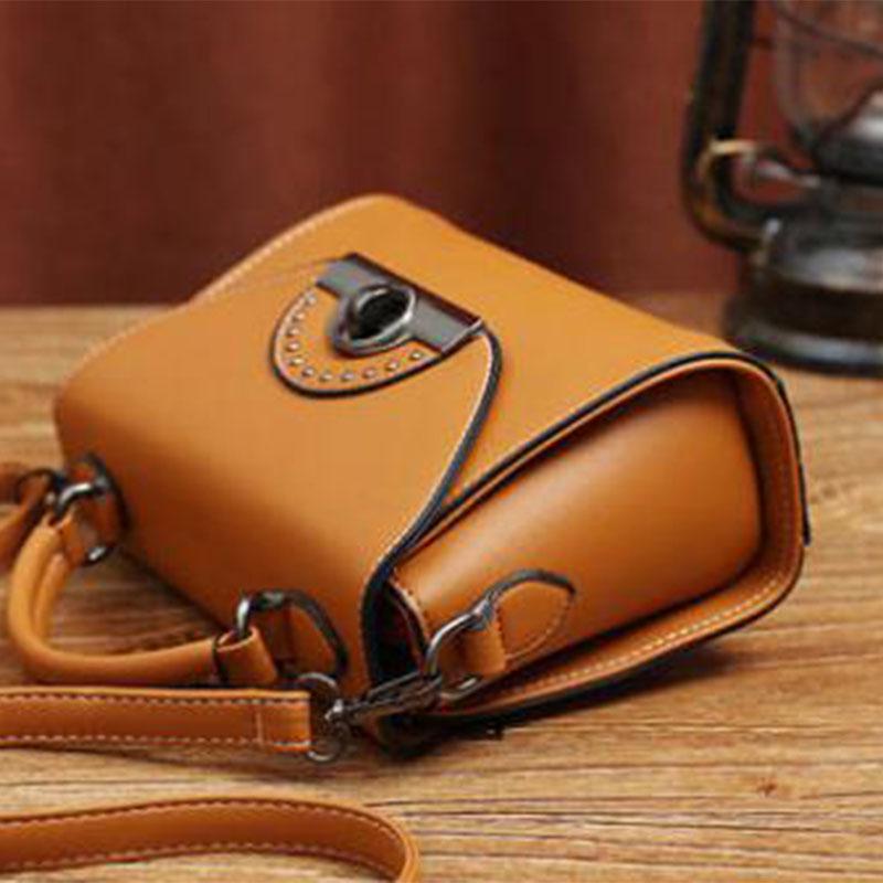 Rivet Crossbody Bag Women Leather Burglar Waterproof Wear-resistant Dark Buckle Tote Shoulder Bags
