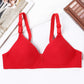Women Simple No Steel Ring Thin Section Side Gathering Breathable Sweat-absorbing Adjustable Glossy Solid Color Back Three-Row Bra