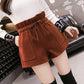 Oversize Woolen Wide leg Short Pants Women Elastic waist Pants Plus size Female Casual Pants