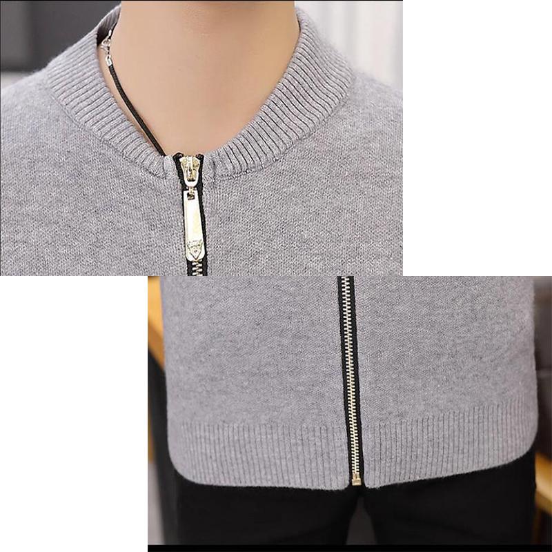 Mens Fleece Sweater Autumn Winter Warm Cashmere Dress Slim Fat Wool Zipper Sweater Men Knitted Coat