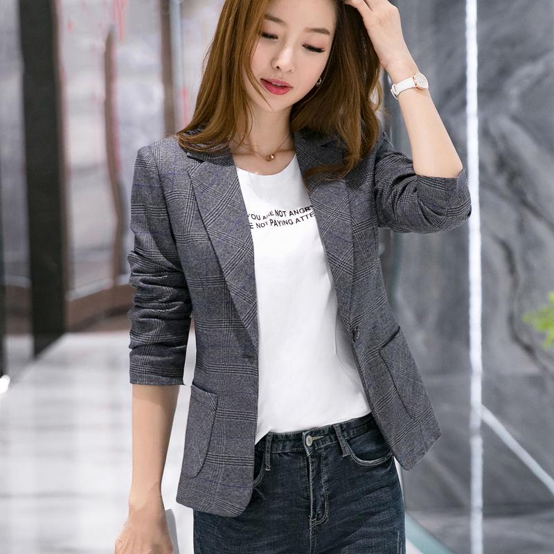 Women Chic Blazer Decorate Button Open Stitch Pockets Back Split Female Work Wear Stylish Coat